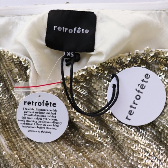 NWT Retrofete Ella Sequin Dress in Champagne Gold XS - Picture 4 of 10